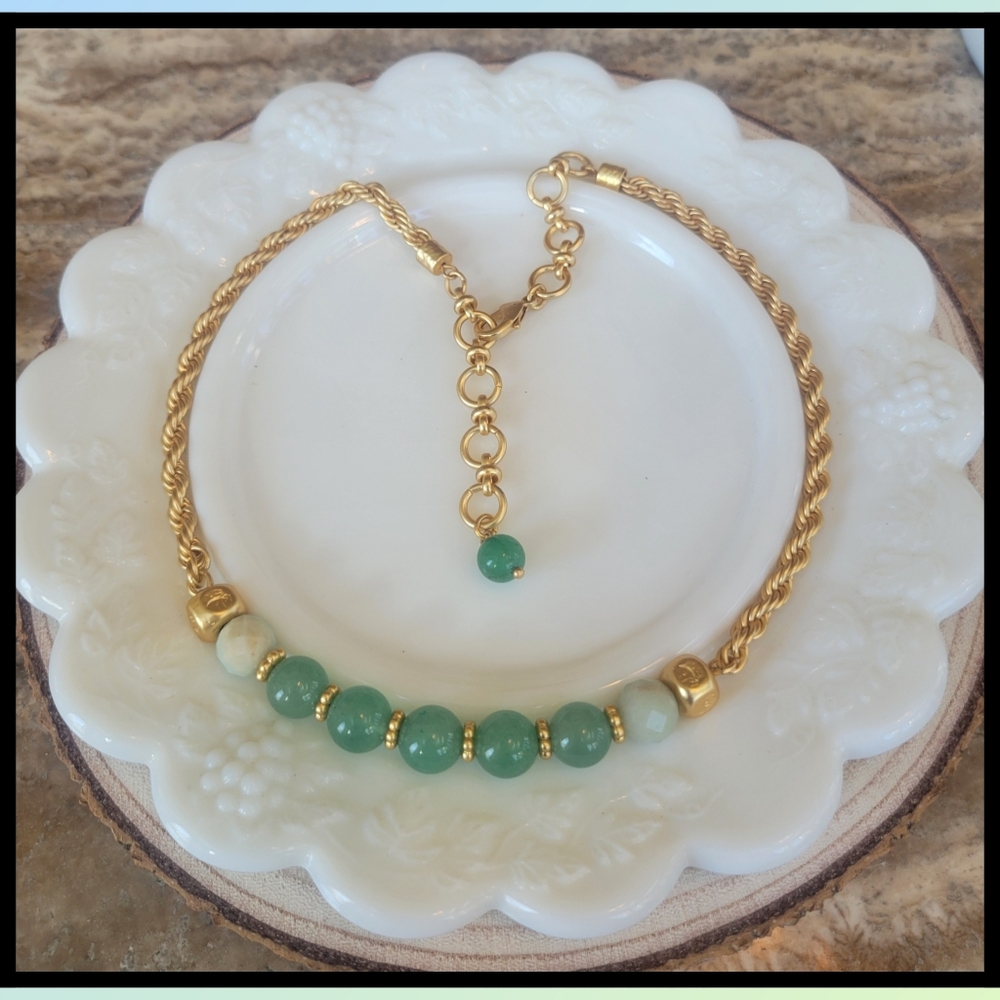 Genuine Green Aventurine & Amazonite Necklace • Adjustable 16–19” • Nickel-Free